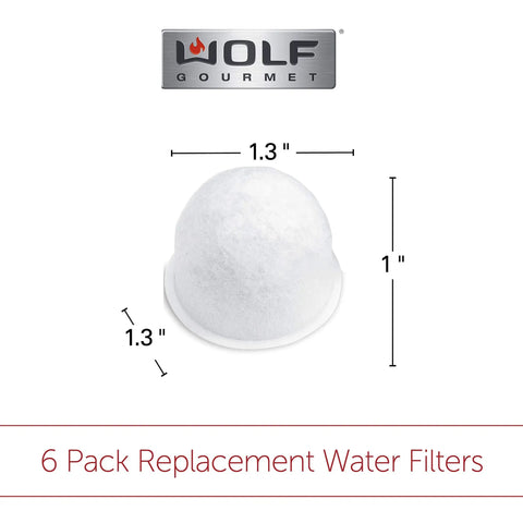 Six Pack Replacement Water Filter For Coffee Systems Cuts Chlorine Taste Fits WGCM100S Dimensions 1.3x1.3x1 inches