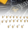 Pro Grade Brass Watch Winder Set For Precision Mainspring Winding, 20 Included, shown with tools and watch on leather surface