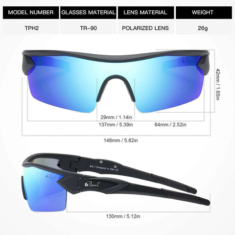 Dope Polarized Sports Sunglasses TR90 Unbreakable Frame For Men And Women Ideal For Running, Cycling, Golf, Baseball UV400 with blue lens