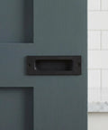 Image of Two Pack Recessed Finger Flush Door Pulls For Pocket And Sliding Barn Doors Black Stainless Steel Rectangular Door Handles