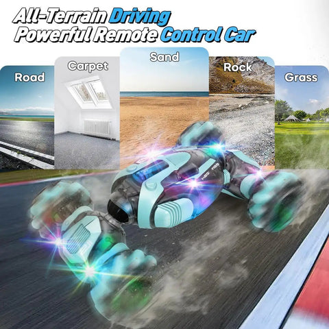 Gesture Sensing RC Stunt Car With 360 Degree Rotation 4WD Remote Control Transforming Hand Controlled Car driving on road