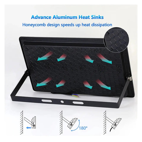 JUDYSSY Reflector Led Sporlight for Outdoor Projectors 220 with advanced aluminum heat sinks and honeycomb design.