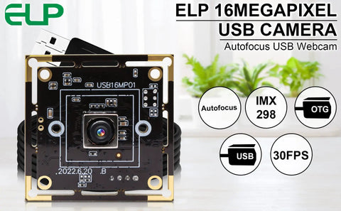 16MP Autofocus USB Camera Module With 4K UVC USB 2.0, 68 Degree Mini Lens IMX298 For Computer, Laptop, And PC, front view with board details.