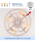 E26 bulb base specifications for 20" Low Profile Flush Mount Ceiling Fan with Remote, Vintage White Floral Caged Ceiling Fan Light.