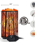 Himalayan Salt Lamp With Forest Design Metal Basket Natural Night Light With Dimmer Switch 25W Bulb Included ETL Cord Cozy Amber Glow