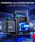 4.5 CFM AC Vacuum Pump And Gauge Set With 4 Way Manifold, Color Coded Hoses, Electronic Leak Detector, R134a R22 R410a Taps And Quick Couplers, Vacuum Oil, And A Beast Carrying Case For Auto And Home HVAC Evacuation. All-copper motor vacuum pump