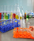 Blue and orange Six Pack 28 Well Test Tube Rack For Lab Use Detachable Plastic Stand Centrifuge Tube Holder Storage for 10ml tubes