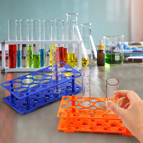 Blue and orange Six Pack 28 Well Test Tube Rack For Lab Use Detachable Plastic Stand Centrifuge Tube Holder Storage for 10ml tubes