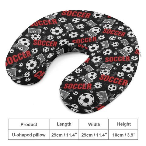 U Shaped Neck Pillow For Travel And Work, Lightweight And Reusable, soccer theme polyester cover