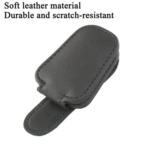 Hella Secure Magnetic Leather Car Visor Sunglasses Holder Stays Put With No Sweat Holds Eyeglasses Firmly And Keeps Tickets Organized During Daily Rides Super Convenient Black Auto Essential, soft black leather material