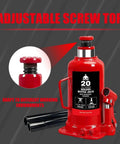 Heavy Duty 20 Ton Hydraulic Bottle Jack With 40,000 Lbs Lifting Capacity Adjustable Screw Top Extension For Auto And Truck Repair And Home Lifts Red Durable Tool