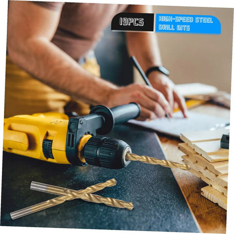Rock Solid 19 Piece High-Speed Steel Cobalt Drill Bit Set With Twisted Design For Stainless Steel Alloy Timber Plastic And Professional Heavy Duty Drilling Projects That Make Short Work Of Tough Materials. 19pc HSS cobalt twist bits drilling wood