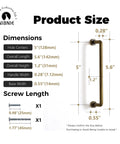 Dimensions of 10 Pack 5 Inch Center To Center Antique Brass Kitchen Cabinet Pulls with screw sizes and measurements, classic vintage design.