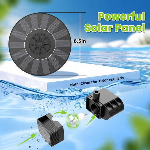Solar Powered Bird Bath Fountain Upgrade 2026 For Garden Pond Pool And Patio, close-up of solar panel and components