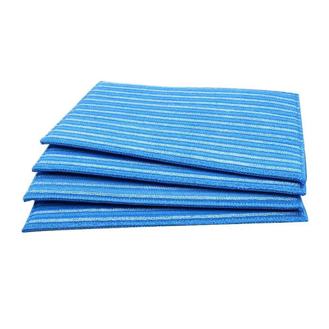 Stack of blue Ultra Microfiber Steam Cleaning Pads 4 Pack for All FS SI and MS Series Steamers Hands Free No Mess