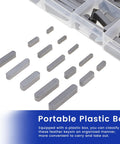 STDKDFW parallel square stock key set, 140 pcs, 3–6 mm, gray metal keys with plastic storage box
