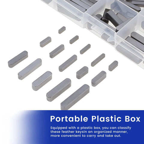 STDKDFW parallel square stock key set, 140 pcs, 3–6 mm, gray metal keys with plastic storage box