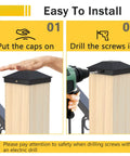 Black 3.5 By 3.5 Inch Post Caps For Wood Fence And Deck Posts 12 Pack With 24 Screws Easy Install Waterproof Plastic Caps