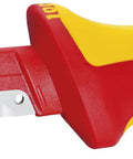 Close-up of Workhorse Pro Grade 1000V Insulated Dismantling Knife with fixed hook sickle blade and slip guard handle, made in Germany.