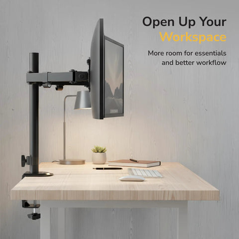 Heavy Duty Dual Monitor Arm Desk Mount For Two Screens 13 To 32 Inches Vesa Compatible Swivel Stand holding a monitor on a desk.