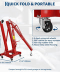 Built Different 2 Ton Folding Engine Hoist Paired With 3 4 Ton Under Hoist Support Stand featuring steel wheels and adjustable boom.