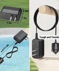 Replacement Charger Cord For Cordless Pool Vacuum Systems with plug and play adapter, showing cord length and details.