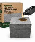 Heavy Duty Oil Absorbent Pads 15 By 20 Inches 50 Pack Tough As Nails Industrial Fluid Wicking Sheets, oil dripping on pad.