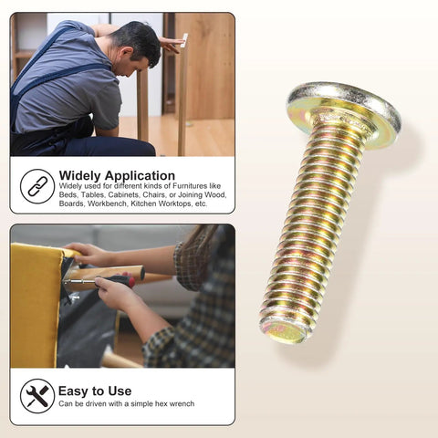 Rock Solid Furniture Replacement Screw Set with Killer Barrel Nuts and Flat Head Bolts for Crib Buildouts Includes All M6 Sizes in a Massive 100 Piece Stash That Slaps, yellow hex screw and installation use.