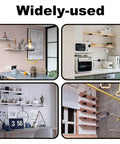 Various indoor setups using Heavy Duty Triangle Shelf Brackets For Wall Mount Floating Corner Supports Sturdy Iron Metal.