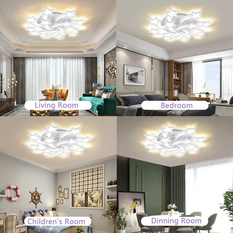 12 Heads LED Flush Mount Ceiling Light Fixture With Dimmable Chandelier Style Remote And App Control, Lit Star Ceiling Lamp For Bedroom Living Room Dining Hall Kid Room, 24.4 Inch, 110V CRI Ra90 Fits 20 To 25 Square Meters