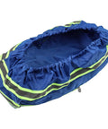 Must-Have Waterproof E-Bike Rear Seat Cover With Big 43cm Polyester Storage Bag For Battery Protection Against Rain Dirt And Dust Keeps Gear Safe On Rides. Blue polyester rear seat cover with 43cm storage opening