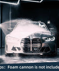 Heavy Duty Pressure Washer Short Gun With Swivel, 5000 PSI 10.5 GPM, spraying foam on car in garage, no foam cannon included