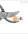 Forged Steel Classic Cut Bypass Hand Pruner With One Inch Cut Capacity For Garden Pruning, close-up of pruner blades