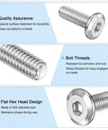 Big Stack 10 Pack Flat Head Bolt Fasteners M6 X 18mm 304 Stainless Steel Hex Drive Kit With Allen Key Included For Machine And Home Build Heavy Duty Fixups Full Thread Tough Screws Perfect Gear For Your Next Project Job Site Needs, M6 flat head socket screw