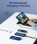 All In One Portable Charger With Built In AC Plug And Cables, 10000mAh Ultra Slim Power Bank For Travel charging four devices