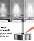 Touch Control Desk Lamp With 3 Way Dimming, 12.8 Inch Bedside Nightstand Light, 2 USB Ports, Modern Table Lamp demonstration