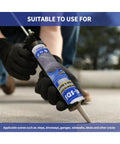 Person applying Outdoor Concrete Crack Filler and Waterproof Sealant, Polyurethane Self Leveling Patch on driveway surface.