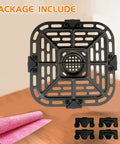 Upgraded Square Air Fryer Grill Plate For 2 Quart Instant Vortex Mini Nonstick Crisper Pan Insert Rack on wooden surface.
