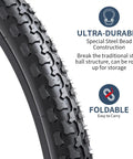 2 Pack 24 Inch Mountain Bike Tires And Tubes Set 24x1.75/47-507 Heavy Duty Tubes With AV32mm Schrader Valves Deep Crisscross Tread