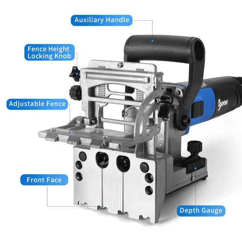 Dual-Spindle Doweling Jointer DJ710 Pro Grade 710W 120V 60Hz showing front features including adjustable fence and handle