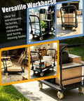 Built Tough Heavy Duty Steel Platform Truck With 2700 Lb Capacity 48 By 24 Inch Industrial Flatbed Cart Alloy Steel Frame Collapsible Handle 360 Degree Swivel Casters Made For Workshop Backyard And Heavy Cargo Logistics, loaded with boxes