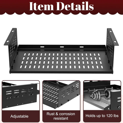 Heavy Duty Under Desk Computer Mount For Small Form Factor Desktops Plus Gaming Consoles Straight Up Rugged space saving organizer view of black adjustable metal bracket.