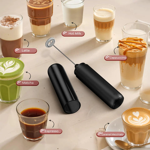 Rechargeable Milk Frother Handheld Wand For Coffee And Lattes Electric Whisk With Cover Quick 15000 RPM Foam Maker