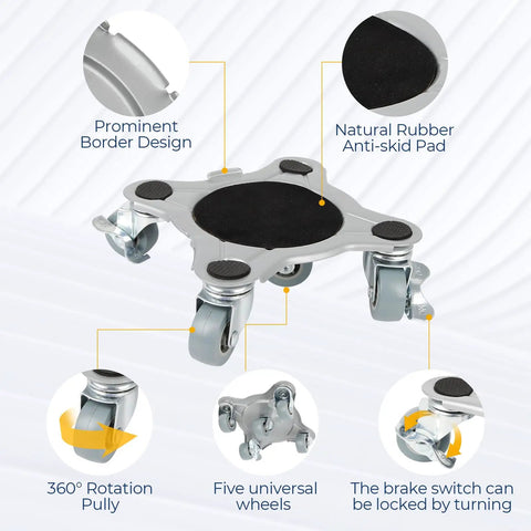 Heavy Duty Furniture Movers With Five Smooth Rubber Wheels Thick Carbon Steel Construction for easy maneuvering of furniture.