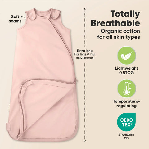 Two Pack Organic Cotton Baby Sleep Sacks 0.5 TOG For 6 To 18 Months showcasing breathable design details
