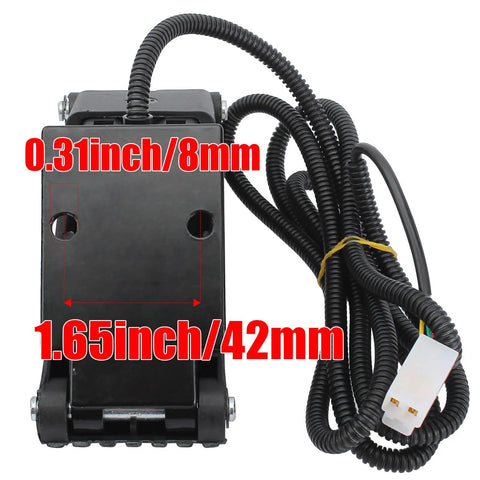 Universal Throttle Accelerator Pedal For ATV Electric Bicycles E Bike Go Kart Golf Cart Scooters And Dirt Bikes Fast Response Plug And Play With 0.8 To 4.2 Volt Range And Compatibility Across 12V 24V 36V 48V 60V 72V Systems, front view with dimensions labeled