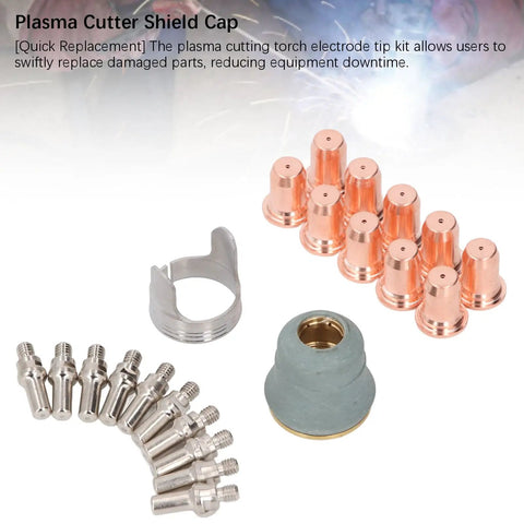 Get Ready For Heavy Duty Cuts With This 22PC Plasma Cutting Consumables Kit. Includes shield cap, copper nozzles, and brass electrodes.