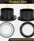 Heavy Duty 4 Inch Magnetic Dust Collection Fittings For Shop Vac Hose Quick Snap Connectors With Magnets shown with dimensions 3.93" and 3.77".