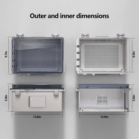 Rugged Outdoor Ready Ventilated ABS Electrical Junction Box With IP65 Waterproof Enclosure dimensions view