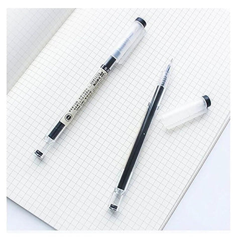 Gel Ink Pen Japanese Style Rollerball Set With Liquid Ink Quick Drying 0.35mm Ultra Fine Point Black Ink 12 Pack on notebook